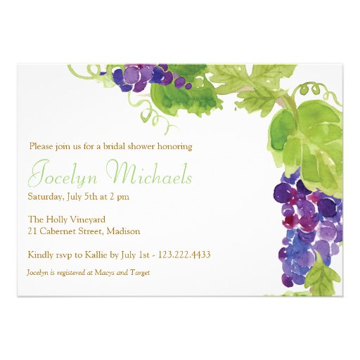 Grapes on the Vine Party Invitation (front side)