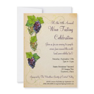 Grapevine Wine Tasting Party Invitation invitation