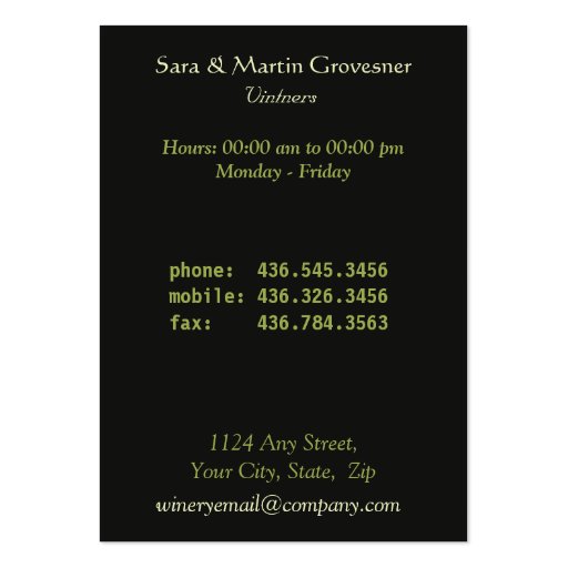 Grapevine Winery Business Card (back side)