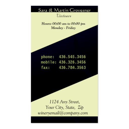 Grapevine Winery Business Card Templates (back side)