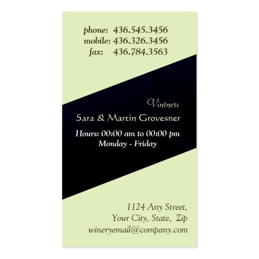 Grapevine Winery Business Cards (back side)
