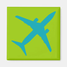 Graphic Airplane in Blue Refrigerator Magnets