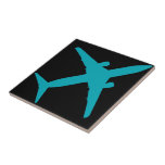 Graphic Airplane in Blue tiles