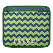Graphic chevron Zigzag pattern blue green personal ipad sleeves