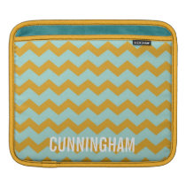 Graphic chevron Zigzag pattern yellow teal ipad sleeves