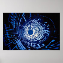 Graphic computer circuit tunnel poster