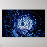 Graphic computer circuit tunnel poster