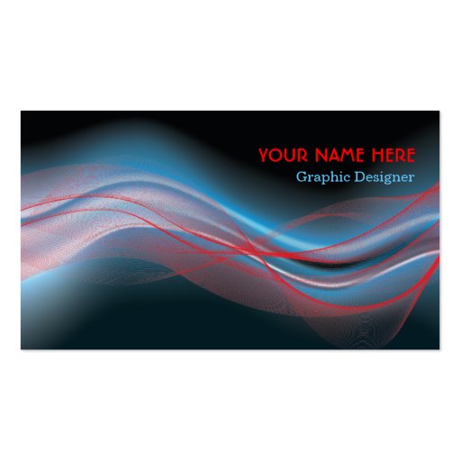 Graphic designer business card blue red wave (front side)