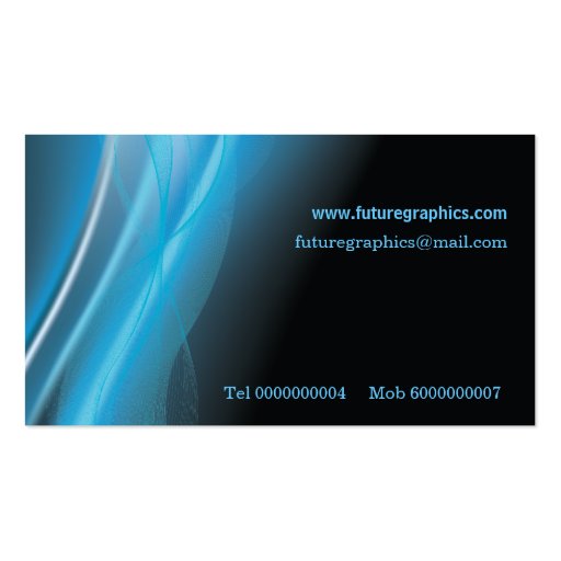 Graphic Designer Business Card blue wave (back side)