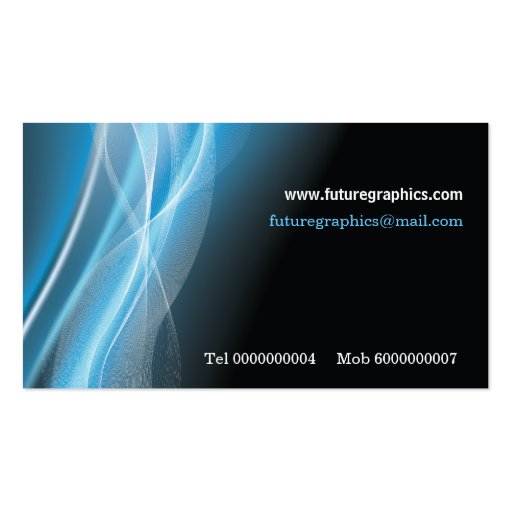 Graphic Designer Business Card blue white wave (back side)