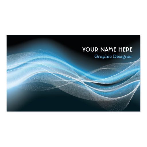 Graphic Designer Business Card blue white wave (front side)