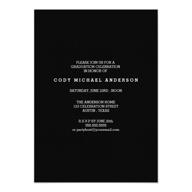 Graphic Grad | Black Text Photo Graduation Party 5x7 Paper Invitation Card