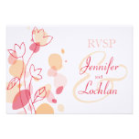 Graphic modern flower petals formal wedding RSVP invitations