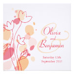 Graphic modern flower petals red wedding invite invitations