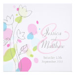 Graphic modern flower petals square wedding invite invitations