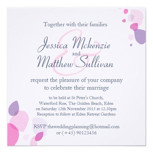 Graphic modern flower petals square wedding invite