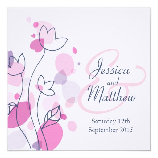 Graphic modern flower petals square wedding invite