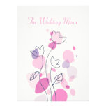 Graphic modern flower petals wedding dinner menu invitations