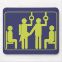 Graphic of touching strange girls on the bus. mousepads