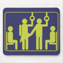 Graphic of touching strange girls on the bus. mousepads