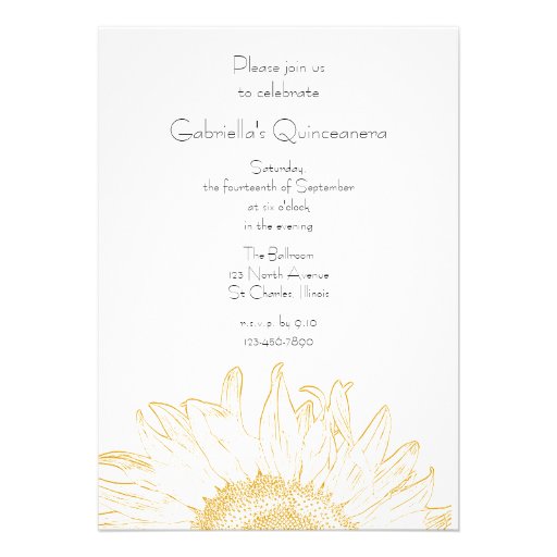 Graphic Sunflower Quinceanera Invitation