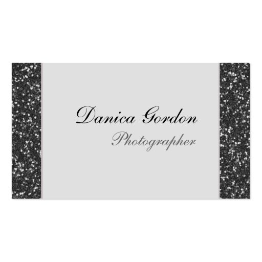 Graphite Glitter Photographer Business Cards (front side)