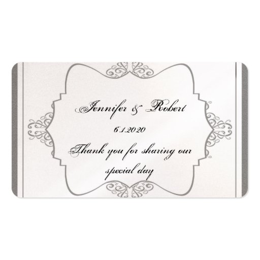 Graphite Grey Filigree Posh Wedding Favor Tag Business Card (front side)