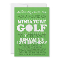 Grass Green Tee Time Miniature Golf Birthday Party Personalized Invite