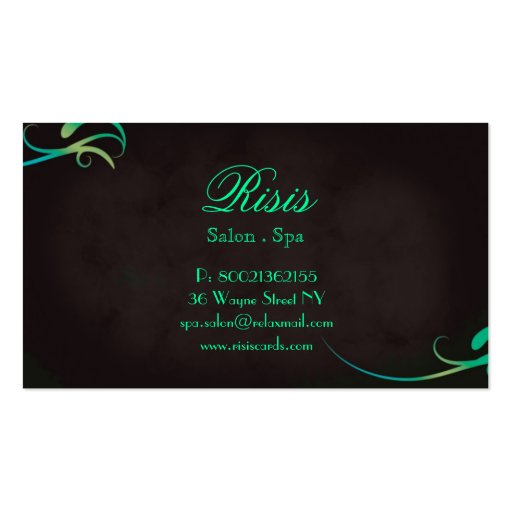 Grass Green Yellowish Card Salon Spa Business Card (back side)