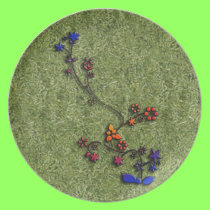 Grass Multi-colored Floral plate plates