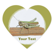 Grasshopper Cartoon Name Gift Tag Bookplate Heart
