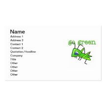 Grasshopper Go Green T-shirts and Gifts Business Cards