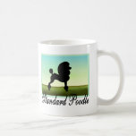 Grassy Field Standard Poodle Coffee Mugs