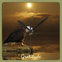 Gratitude Bald Eagle Spiritual Wildlife Clock wall clocks
