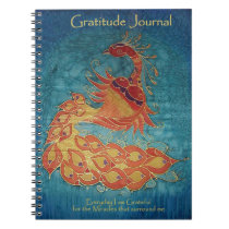 Gratitude Journal: Peacock Silk Painting By Kim Spiral Note Book