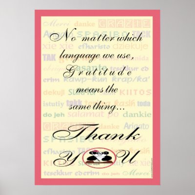 Gratitude means the same in any language poster by Computious