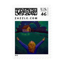Gratitude wonder joy happiness acceptance fun art postage stamps