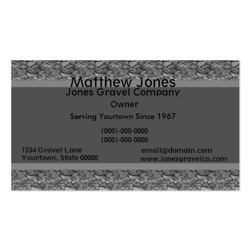 Gravel Business Card (front side)
