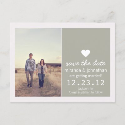 Gravel Gray Heart Photo Save The Date Post Cards