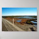 Gravel Road with North Slope Oil fields in backgro Posters
