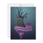 Gravestone and purple banner invitation