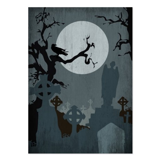 Graveyard and Full Moon for Halloween Business Cards