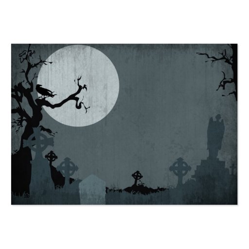 Graveyard and Full Moon for Halloween Business Cards (back side)