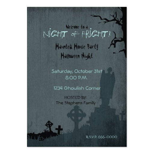 Graveyard and Full Moon for Halloween Business Card Template (back side)