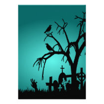 Graveyard Halloween Party Invitation - turquoise