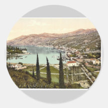 Gravosa, the harbor, Dalmatia, Austro-Hungary clas Round Sticker