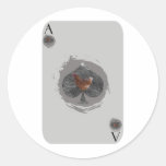 Gray Ace of Spade Chicken Round Sticker