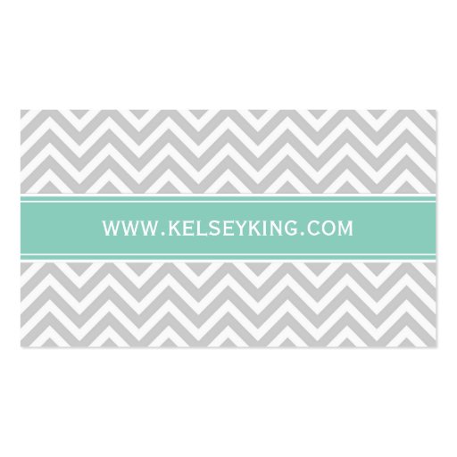 Gray and Aqua Chevron Custom Monogram Business Card Templates (back side)