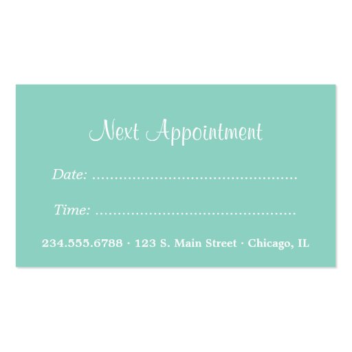 Gray and Aqua Floral Damask Appointment Business Card Templates (back side)