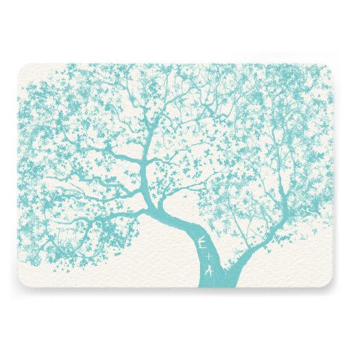 Gray and Aqua Tree Weddings Personalized Invite